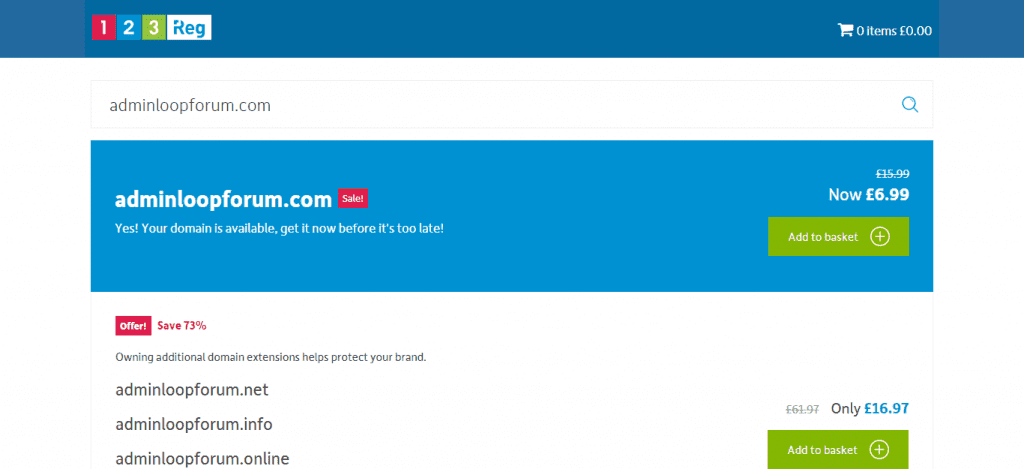 123 Reg Coupons - Choosing a domain