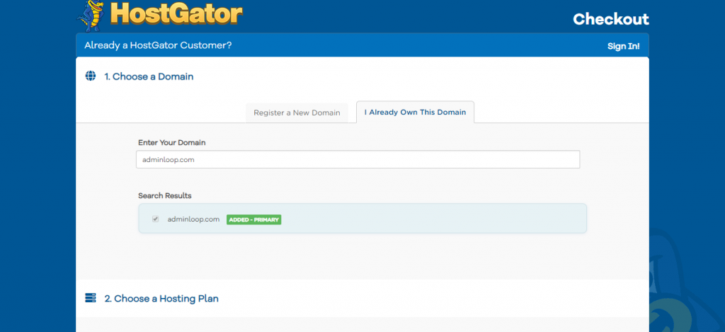 HostGator Checkout - Pick a Domain